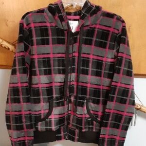 athletic  collection plaid soft velour like hoodie